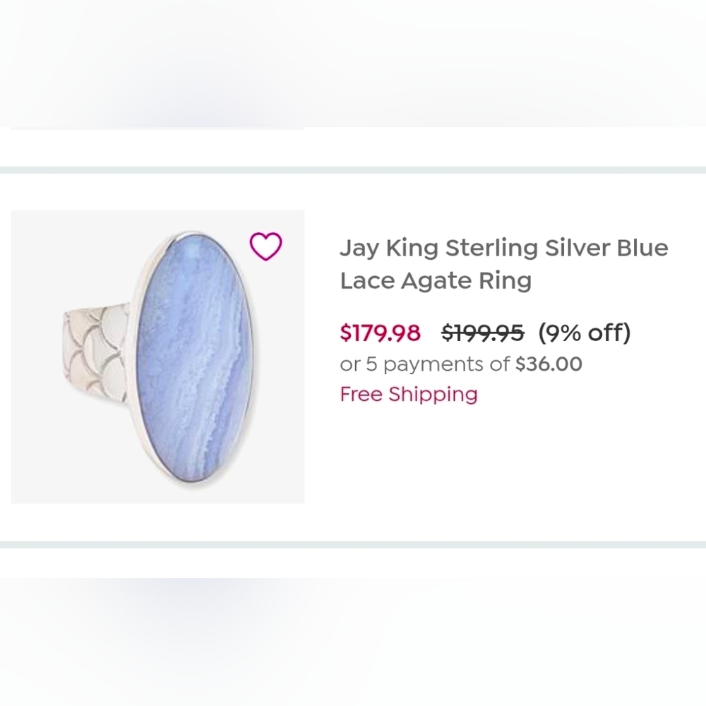 Genuine Jay King Blue Lace Agate Ring Sterling Silver Size 7! - Picture 7 of 7